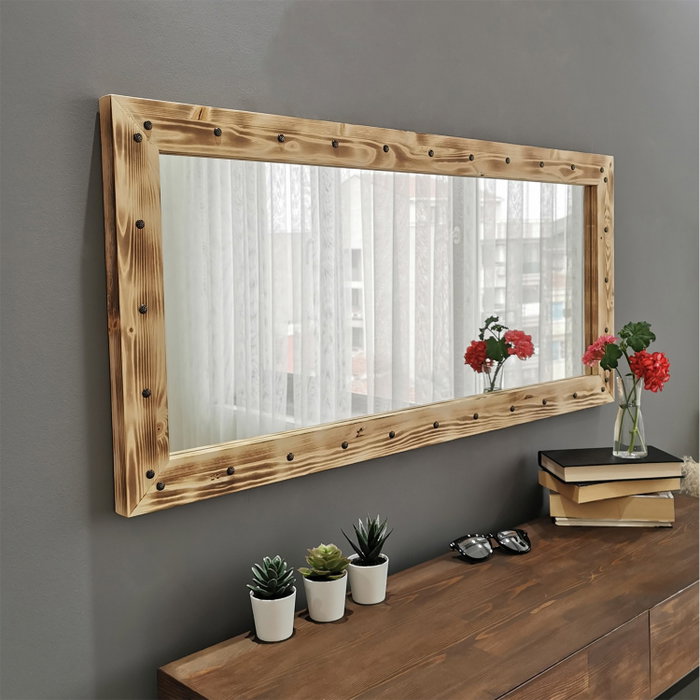 Hanah Home Espejo de Madera Maciza de Pino Nogal Z11050ES Hanah Home Espejo de Madera Maciza de Pino Nogal Z11050ES